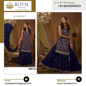 Offre Spéciale exclusif sur Georgette à fleurs lourdes de qualité supérieure avec séquence de broderie travail Salwar Suit - Product Image 2