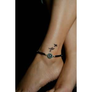 Tobillera Nazarbattu de Plata 925 con Piedras Multicolores Talladas y Baño de Oro de 18K para Regalo en Ocasiones Religiosas - Product Image 1