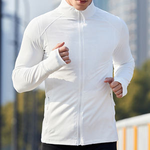 Veste de sport pour homme à séchage rapide avec fermeture éclair et trous pour les doigts, veste de course active amincissante - Product Image 4