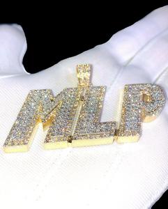Customized 925 Sterling <b>Silver</b> Hip Hop Pendant <b>Necklace</b> VVS Moissanite <b>Diamond</b> Trendy Letter Design Gold Plated for Men Women - Product Image 6