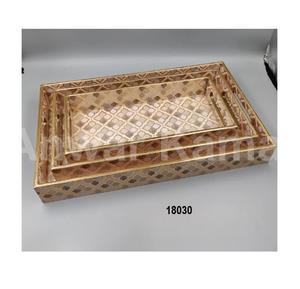 Accueil Décoration de table Plateau alimentaire de luxe Plateaux en laiton moulé d'aluminium Design feuille - Product Image 4