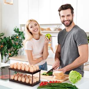 Porte-oeufs en bois d'acacia avec double couche, plateau à oeufs en bois pouvant contenir 36 plateaux à œufs frais pour le stockage d'œufs frais - Product Image 6