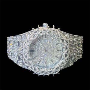 Reloj de Cuarzo de Lujo Royal Thorne de 44 mm con Diamantes, Esfera de Cristal de Zafiro, Completamente Adornado con Diamantes, Cierre Oculto, Caja de Acero Inoxidable para Hombre, 20 mm - Product Image 2