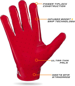 Service OEM Gants de football américain avec paume collante, paume personnalisée imprimée en silicone, dos de la main rembourré, vente en gros de gants de football rembourrés pour joueurs de ligne - Product Image 2