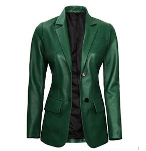 Haute qualité 100% cuir véritable Slim Fit Blazer pour femmes veste d'affaires respirant doublure poches mariage hiver tenue décontracté - Product Image 3