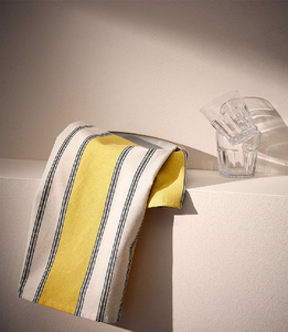 Serviette de cuisine en coton décorative, rayée, jaune vif, disponible à prix de gros - Product Image 1