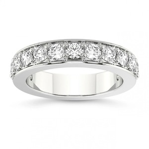 Broad Full Eternity Band Lab Grown Diamond 1.25 Ct Tw 14K Solid Gold FG Color VS Clarity 15 Diamond Bold Wide Band Statement - Product Image 1