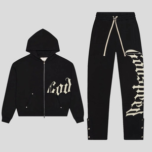 Sudadera de 2 piezas con cuello redondo y bloque de Color personalizado de alta calidad para hombre, chándal de algodón transpirable de lana para invierno, respetuoso con el medio ambiente, 100% algodón - Product Image 5