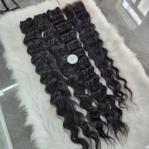 Extensions de cheveux humains 100% vietnamiens bruts, lots de mèches ondulées profondes, couleur naturelle, vierges Jerry Super Double Drawn, trame double cousue à la machine - Product Image 2