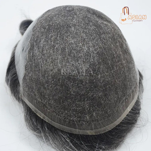 Cabello humano 100% de alta calidad, tupé completo recto, Base PU de seda, cierre de frente para hombres, línea de cabello tipo I, Color Natural, Envío listo - Product Image 1