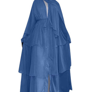 Casual Lightweight Polyester Long Sleeve Flared Hem Abaya Dress Traditional Muslim Clothing Women <b>Indian</b> Pakistani National - Product Image 1