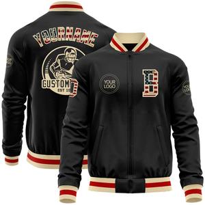 Personnalisé noir Vintage USA drapeau personnalisé-rouge Bomber Varsity Letterman veste à glissière coupe-vent Vintage hommes Varsity Jacket - Product Image 1