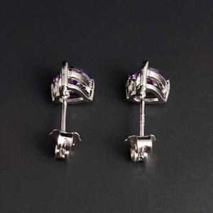 Amethyst <b>Heart</b> Earrings Sterling Silver Love <b>Heart</b> Earrings February Birthstone Birthday Christmas Wedding Anniversary Gift - Product Image 5