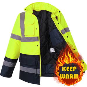 Chaqueta de seguridad ligera y reflectante de alta visibilidad ANSI Clase 3 para hombre, impermeable, transpirable, ropa de trabajo de invierno, chaqueta de seguridad industrial de poliéster - Product Image 5