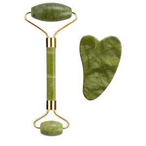 Mucit Home Double-Sided 2-Piece Facial Massage <b>Roller</b> with <b>Jade</b> Stone Set, Natural Stone Care Kit - Product Image 2