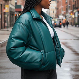 แจ็กเก็ตปลาปักเป้ามีฮู้ด100% ฤดูหนาวผ้าโพลีเอสเตอร์ใส่ลำลองเสื้อผ้าฝ้ายปักลายอบอุ่นน้ำหนักเบามีฟอง - Product Image 6