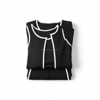 Ensemble de yoga 5 pièces personnalisé OEM pour femme : haut court épaules dénudées, veste sans manches, leggings évasés taille haute sans couture