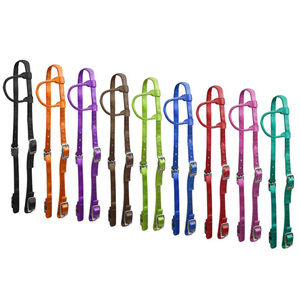 สายรัดศีรษะม้าแบบตะวันตกสีน้ำเงินพรีเมียม ทำจากไนลอน แบบหูเดียว ปรับระดับได้ ขนาดมาตรฐานสำหรับม้า ทนทาน หัวเข็มขัดปรับระดับได้ง่าย เปลี่ยนบิตได้ง่าย อุปกรณ์ขี่ม้า - Product Image 1