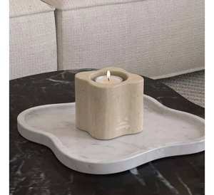 Lampe et bougeoirs en marbre blanc au beau design Décoration intérieure sophistiquée Meilleur prix Forme moderne durable et intemporelle - Product Image 1