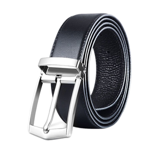 Cinturón de Vestir Formal de Cuero Dividido para Hombre, Estilo Casual, Hebilla Cuadrada de Aleación, Reversible, de Cuero Genuino, para Fiesta, Regalo - Product Image 6