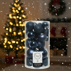 Juego de 30 Bolas de Navidad de Plástico Azul Noche Amicasa 9022991 para Decoraciones Festivas - Product Image 3