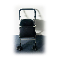 Chariot de courses grande capacité 4 roues Chariot de courses en aluminium Poignée réglable Chariot pliable portable