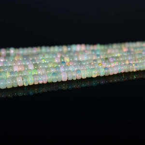 Perle Rondelle Lisse en Opale Bleue d'Éthiopie 100% Naturelle, Verre Cristallin de Haute Qualité pour Bijoux en Perles de Lampwork - Product Image 3