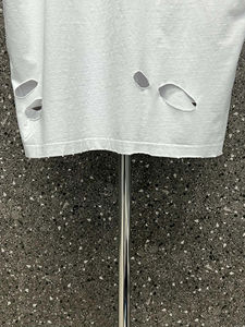 Fabricante personalizado pantalla impresa doble capa pesado algodón camisetas 220 GSM hombres Vintage rasgado desgastado camiseta Streetwear - Product Image 6