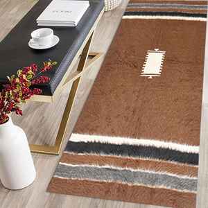 Brown Geometric Printed Rug for Home Decor, Soft Area Floor Mat,Chenille Rug - Product Image 1
