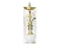 Offre Spéciale Narguilés Farida de Luxe Mini en Laiton Laqué, Ensemble Complet d'Accessoires, Narguilé Égyptien Durable avec Vase en Verre Assorti Profond