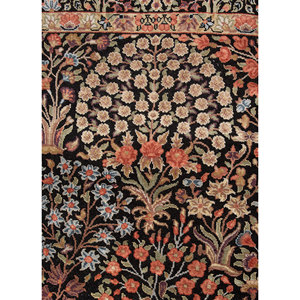 Alfombra de Lana y Seda Anudada a Mano, Color Gris Aurora y Negro, Diseño Floral AKWS-13043, Rectangular, para Pasillo, Sala de Estar, Diseño de Rompecabezas para el Hogar - Product Image 3