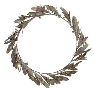 Exquisito trabajo de hojas florales de corona redonda de metal inspirado en temas de la naturaleza con artesanía elegante y estructura de metal duradera - Product Image 5