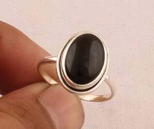 Bague de réglage de lunette ovale en onyx noir en pierre naturelle faite à la main en argent sterling 925 pour les femmes mariage et fête - Product Image 3
