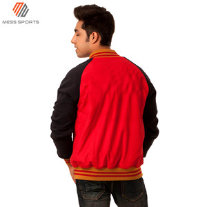 MESS SPORTS High Quality Customized Logo Design Embroidered Wool Sleeves <b>Men's</b> Baseball Varsity <b>Jacket</b> Reversible Windproof - Product Image 4
