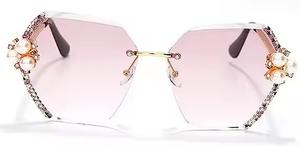 แว่นตากันแดดประดับเพชรแนวฮิปฮอปสำหรับทุกเพศกรอบ PC สีดำและสีเหลือง - Product Image 2