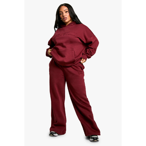 Survêtement surdimensionné de qualité avec logo personnalisé pour femmes, ensemble deux pièces, pantalon de survêtement à jambes larges et sweat à capuche avec fermeture éclair - Product Image 1