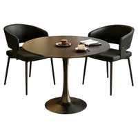 Ensemble de table à manger moderne avec 4 chaises, plateau en marbre, base en métal noir, design minimaliste, meubles pour la maison