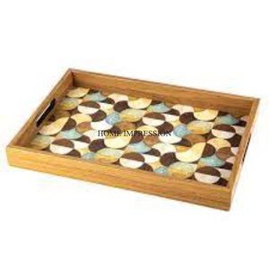 Acabado esmaltado de diseñador único más elegante Calidad lujosa Hecho de madera Aspecto vintage Hotel y restaurantes Suministros de bandeja para servir - Product Image 4