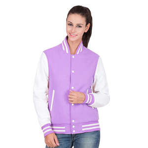 Logo personnalisé vente en gros femmes blousons bombardiers patchwork à manches longues baseball recadrée Letterman varsity vestes confortables - Product Image 1