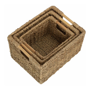 Panier de rangement carré élégant tissé à partir de jonc de mer naturel parfait comme panier de rangement carré en jonc de mer pour un usage domestique moderne - Product Image 3