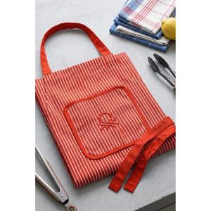 Be-28473-Rd Tablier de cuisine rayé 100% coton 75*85 cm rayé rouge - ROUGE - Product Image 2