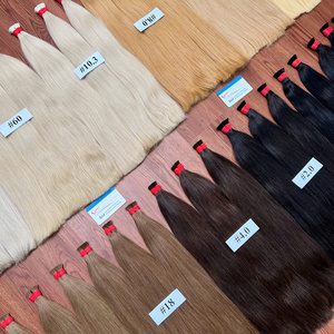 ผมต่อสีผมเป็นกลุ่มเนื้อธรรมชาติแบบตรงมัดเป็นเส้นยาวสองชั้น - Product Image 1