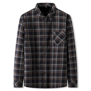 เสื้อเชิ้ตผู้ชายแขนยาวลายทางผ้าฝ้าย 100% ระบายอากาศได้ดี เป็นมิตรกับสิ่งแวดล้อม มีไซส์ใหญ่  บุด้วยผ้าแฟลนเนล ติดกระดุม  สำหรับฤดูหนาว  รับสกรีนโลโก้ - Product Image 2