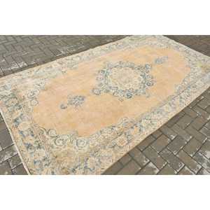 พรมวินเทจ ขนาด 5.3x9.4 ฟุต พรมสีน้ำเงินลายตะวันออก ทำจากขนสัตว์ - Product Image 2