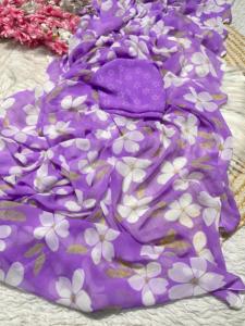 Casual uso diario suave Georgette elegante flor impresa Saree último diseño blusa para fiesta clásica más vendido mujer chica Sari - Product Image 2