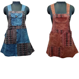 Mini mono con parche de algodón a la moda para mujer, mono ligero de verano con detalle de retazos y correas ajustables - Product Image 1