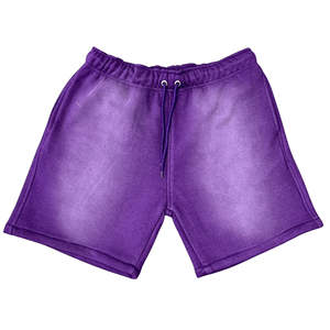 Pantalones cortos de algodón para hombre de alta calidad con estampado de puff, lavado ácido desteñido por el sol, ropa de calle, pantalones cortos para hombre con borde crudo - Product Image 3