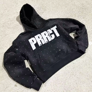 Sweat à capuche personnalisé du fabricant avec décoloration soleil Vintage Washed 100% Cotton Pullover Boxy Heavyweight avec Rhinestone pour l'hiver - Product Image 1