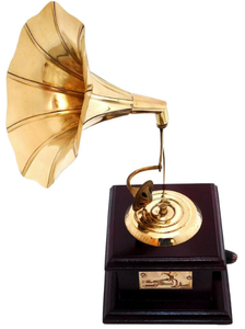 Gramophone en laiton marron et bois pour décor à la maison hôtel bureau antique pièce maîtresse pour les meilleurs cadeaux uniques décoration en gros 2023 - Product Image 2