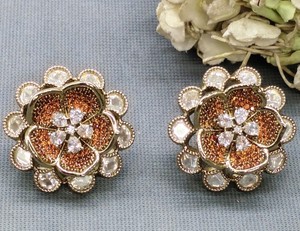 Moissanite Mehandi de moda Tops y pendientes de tuerca Sku AE 167 BG/ - Product Image 5